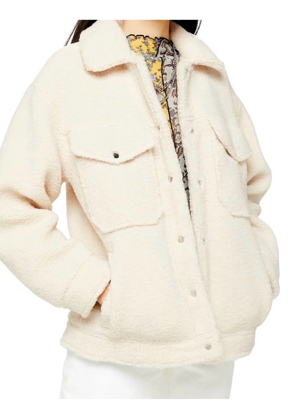 Topshop Cream Teddy Sherpa Jacket